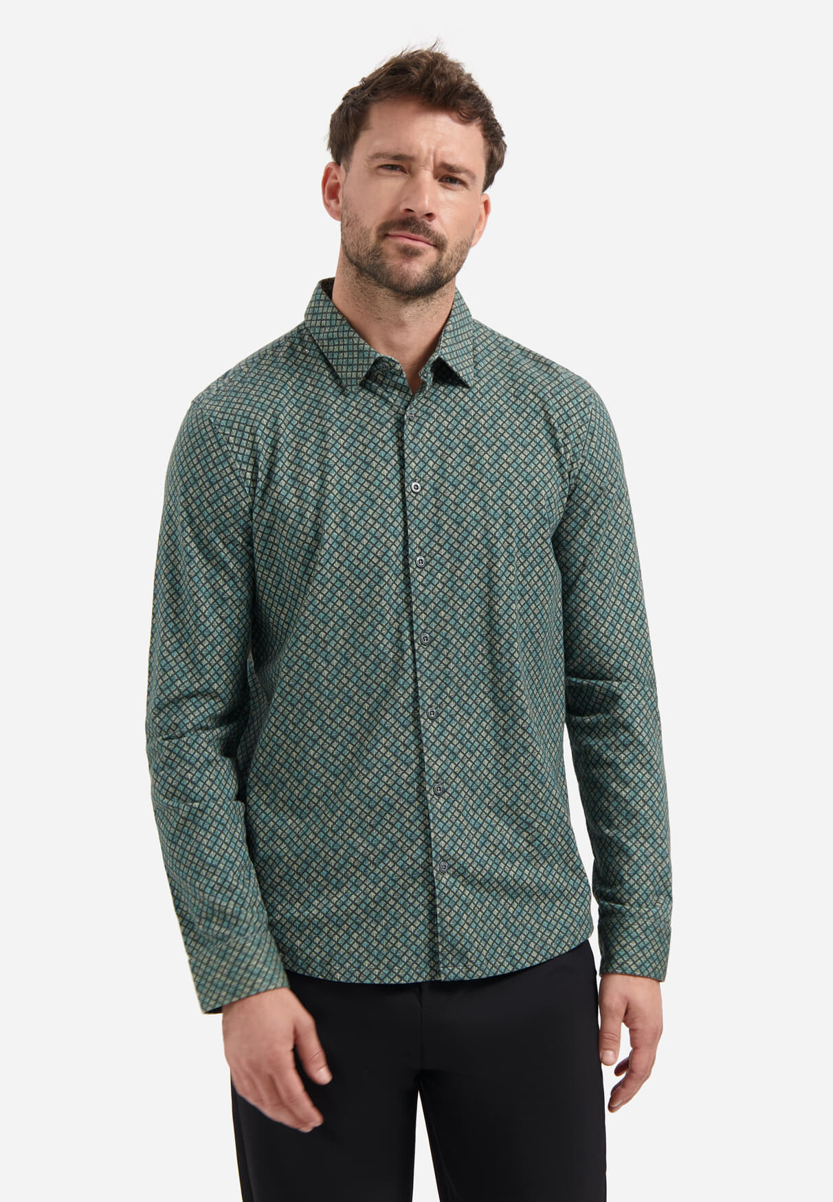 No Excess Overhemd Jersey Allover Printed Antraciet