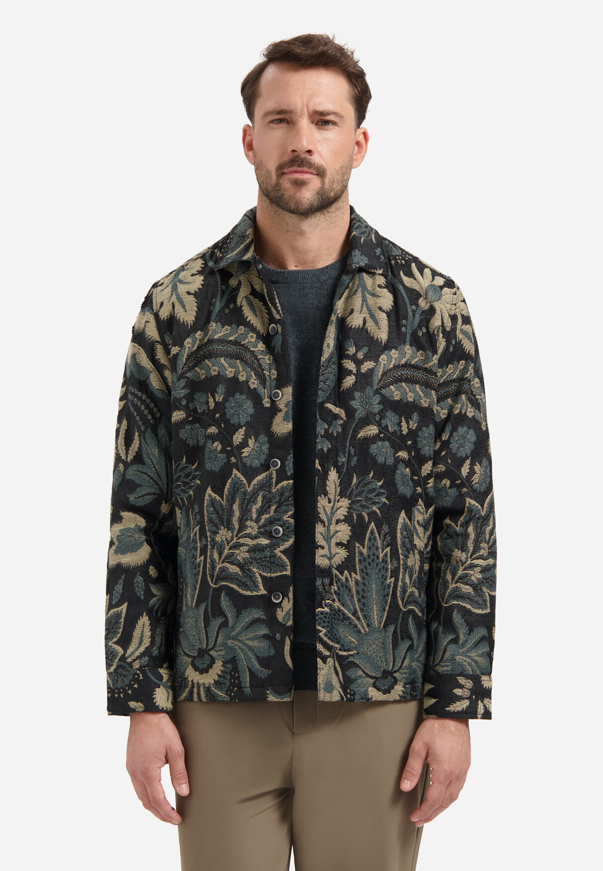 No Excess Overshirt Buttons Jacquard Zwart