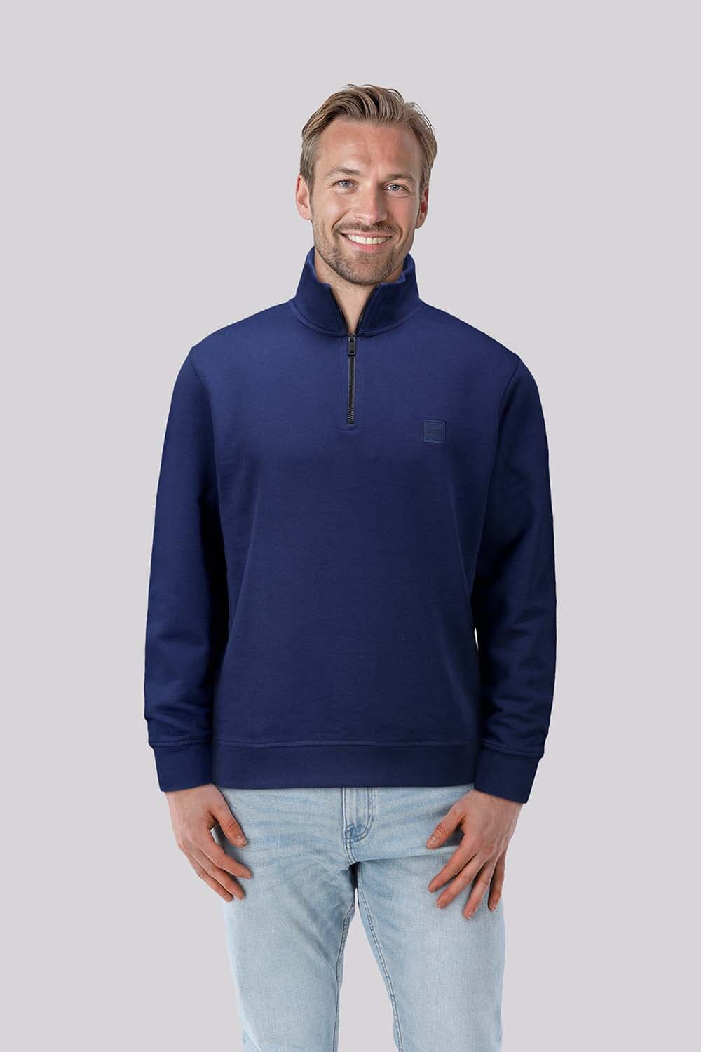 Boss Orange Half-zip Sweater Zetrust Blauw