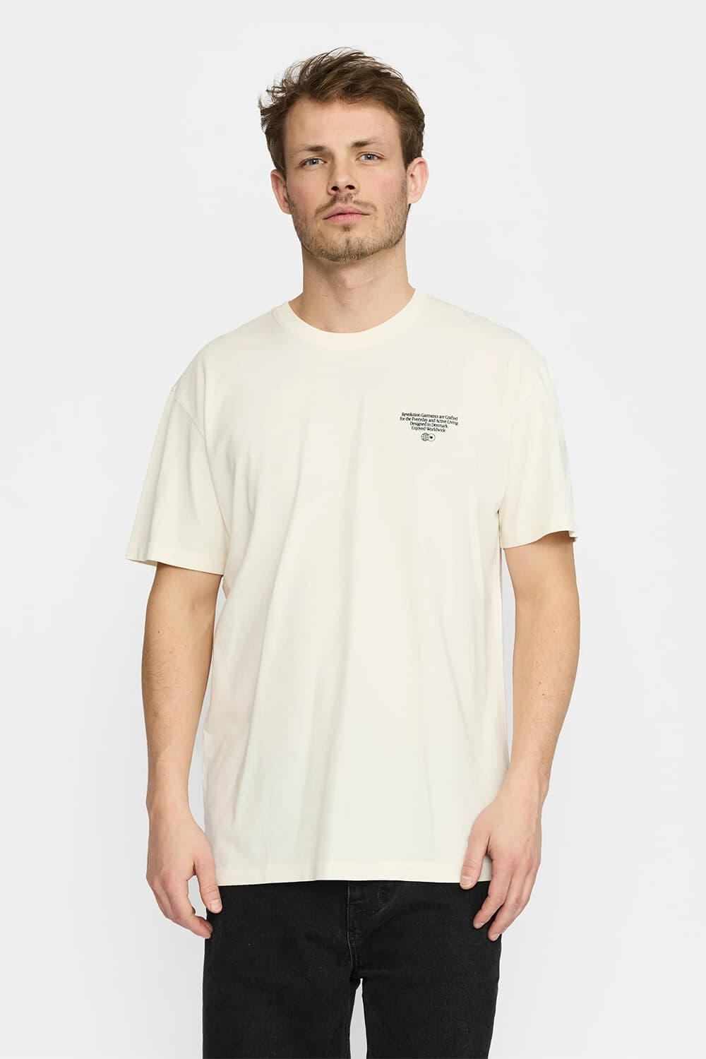 Revolution T-shirt Printed Loose Fit Off White