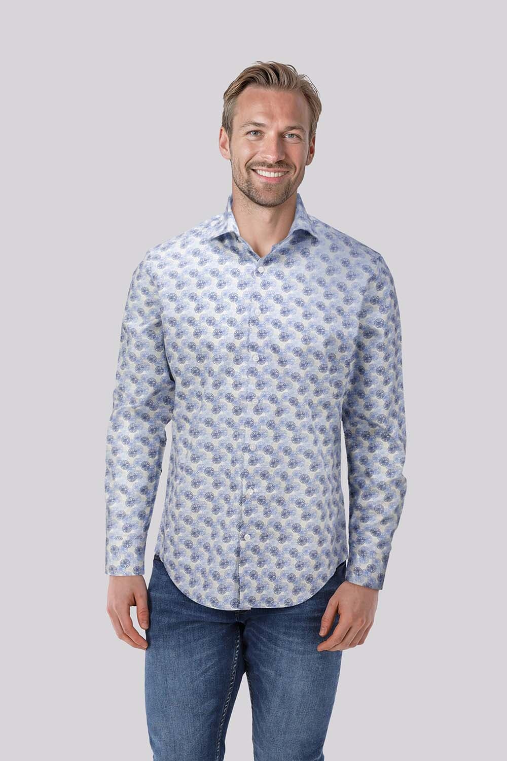 Bomont Overhemd Thijn Citrus Blauw