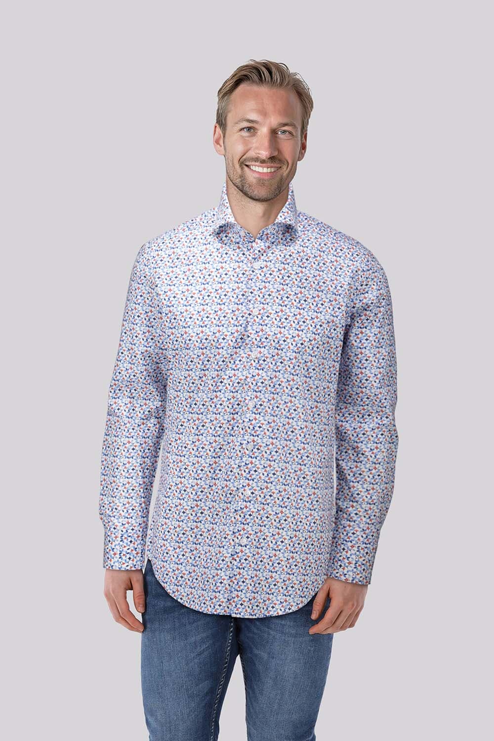 Bomont Overhemd Thijn Geo Blauw