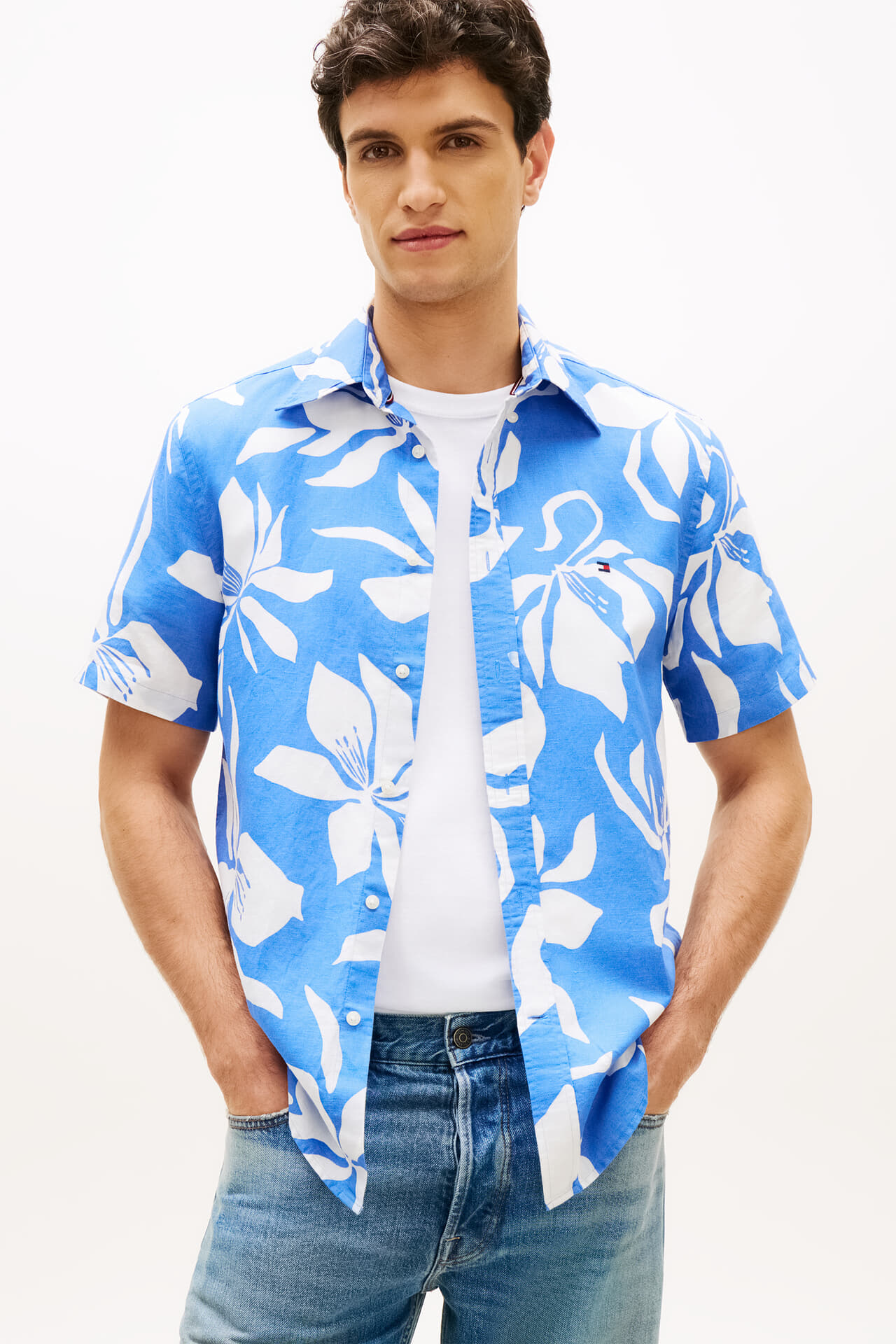 Tommy Hilfiger Overhemd Flower Blauw