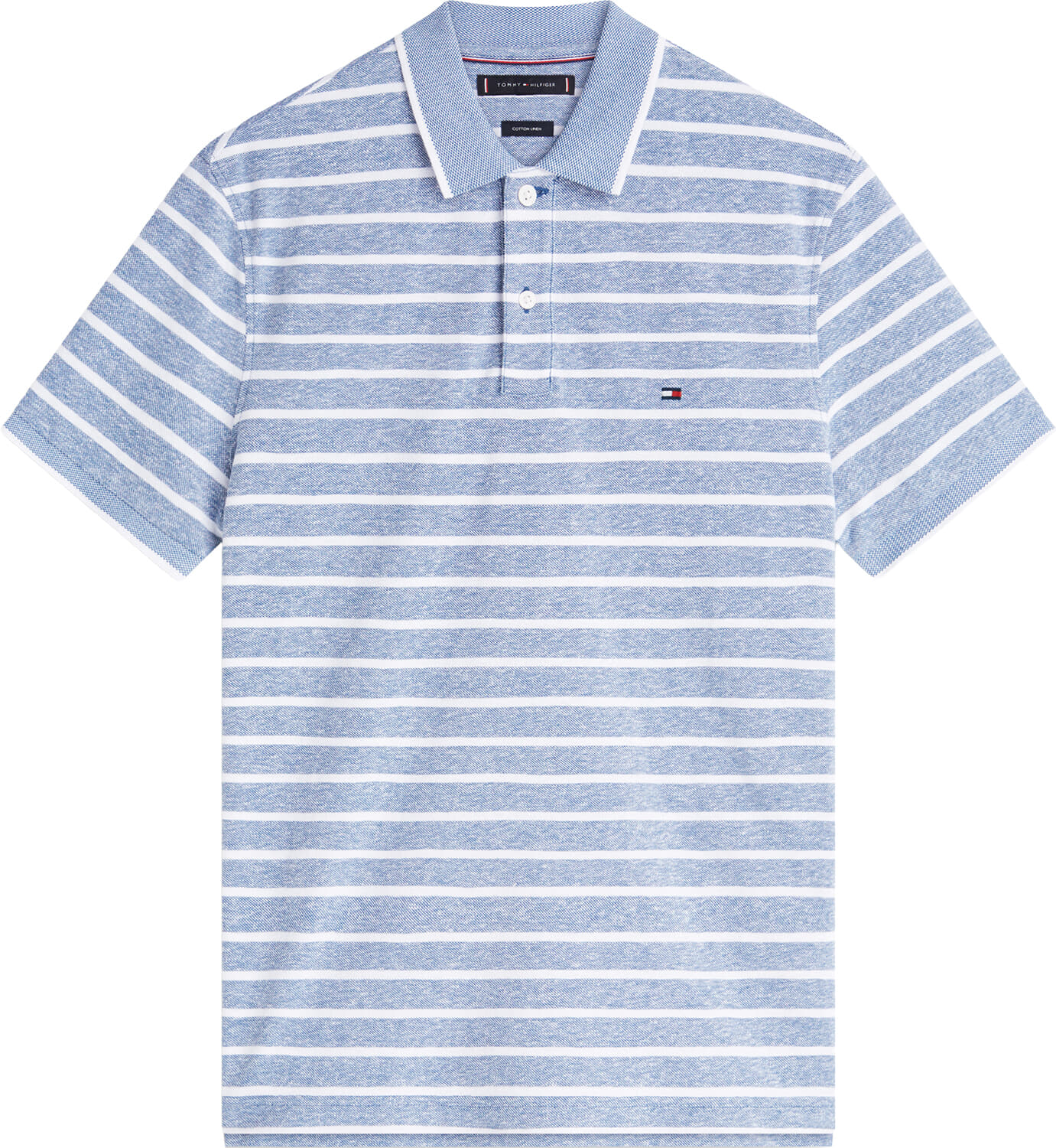 Tommy Hilfiger cotton linen pique polo Blauw
