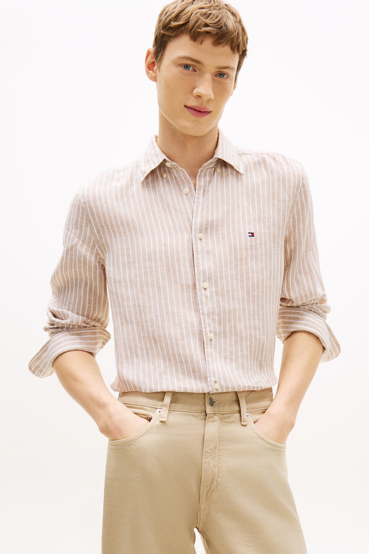 Tommy Hilfiger Overhemd Bengal Stripe Beige