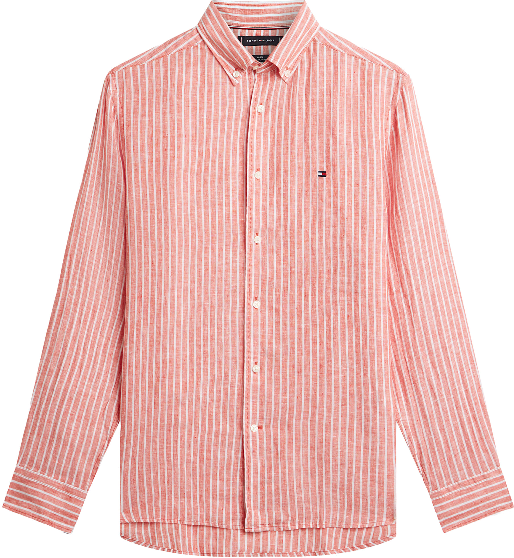 Tommy Hilfiger Overhemd Bengal Stripe Oranje