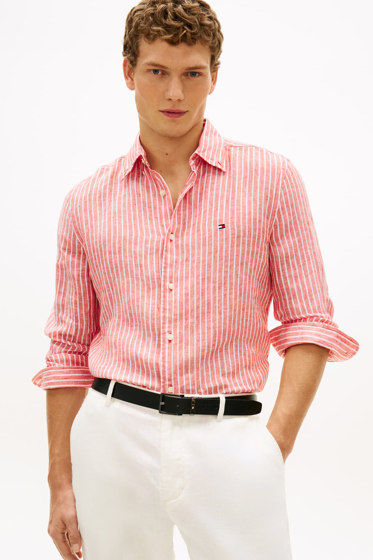 Tommy Hilfiger Overhemd Bengal Stripe Oranje