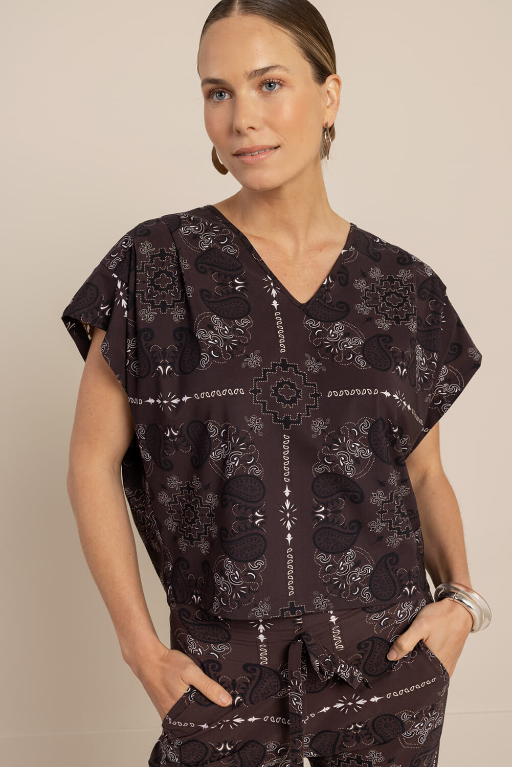 Studio Anneloes Renske paisley top Bruin