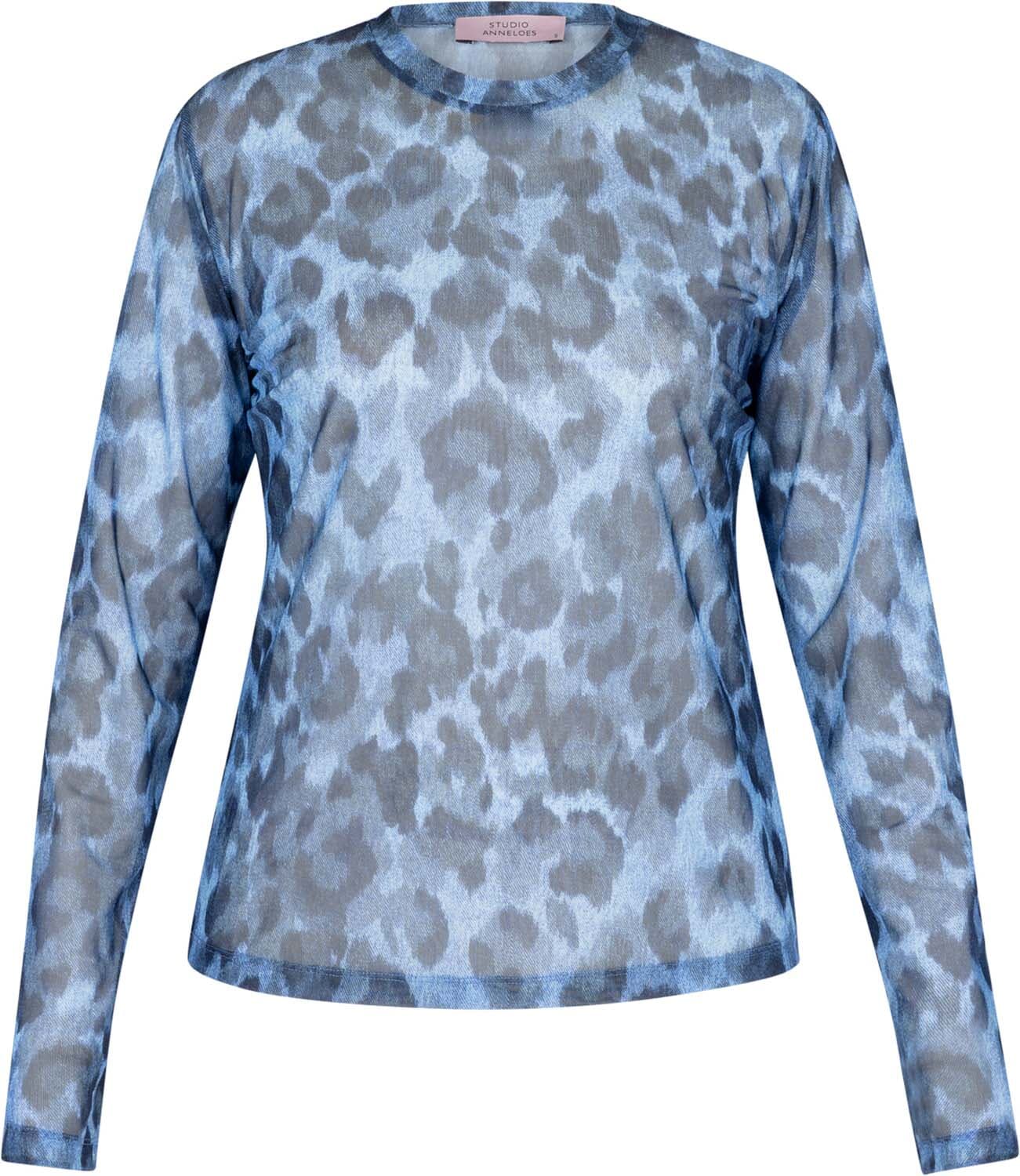 Studio Anneloes Top Rea Leopard Mesh  Jeans Light