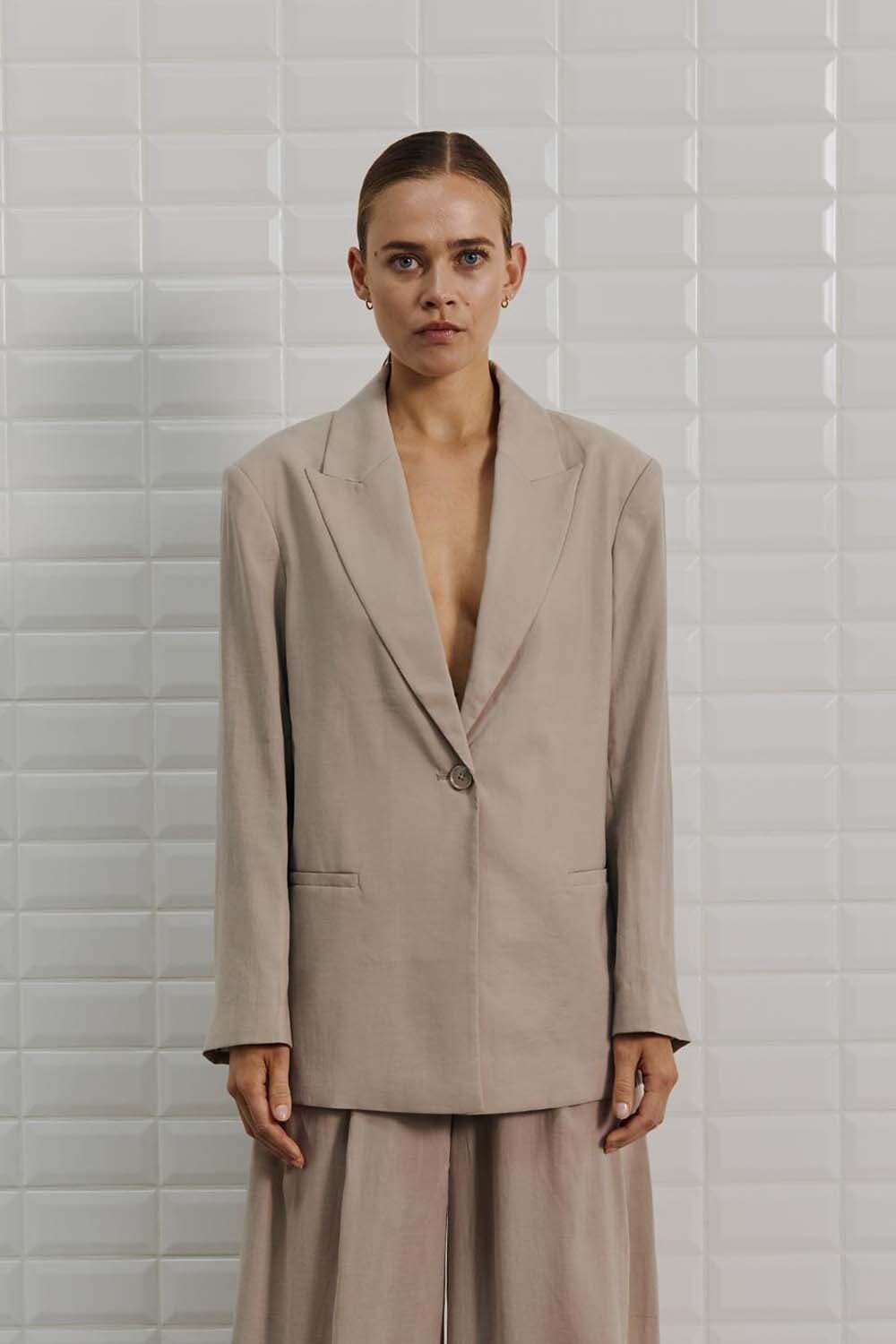 With Black Blazer Marleen Tailored Grijs