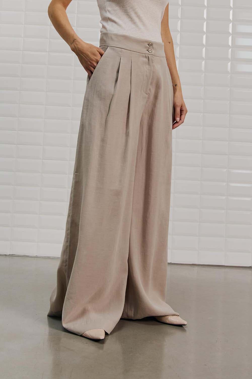 With Black Pantalon Marleen Tailored Wide Grijs