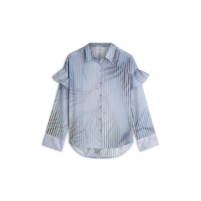 Summum Blouse Flowers and stripes Hemelsblauw