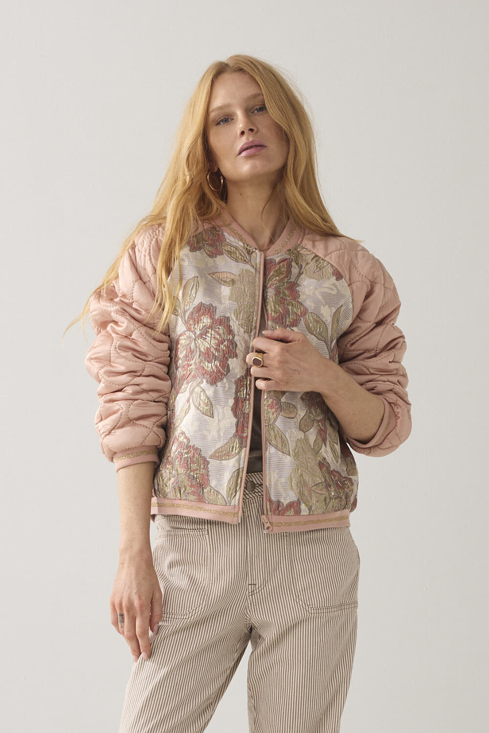 Summum Bombervest Rose Jacquard Roze