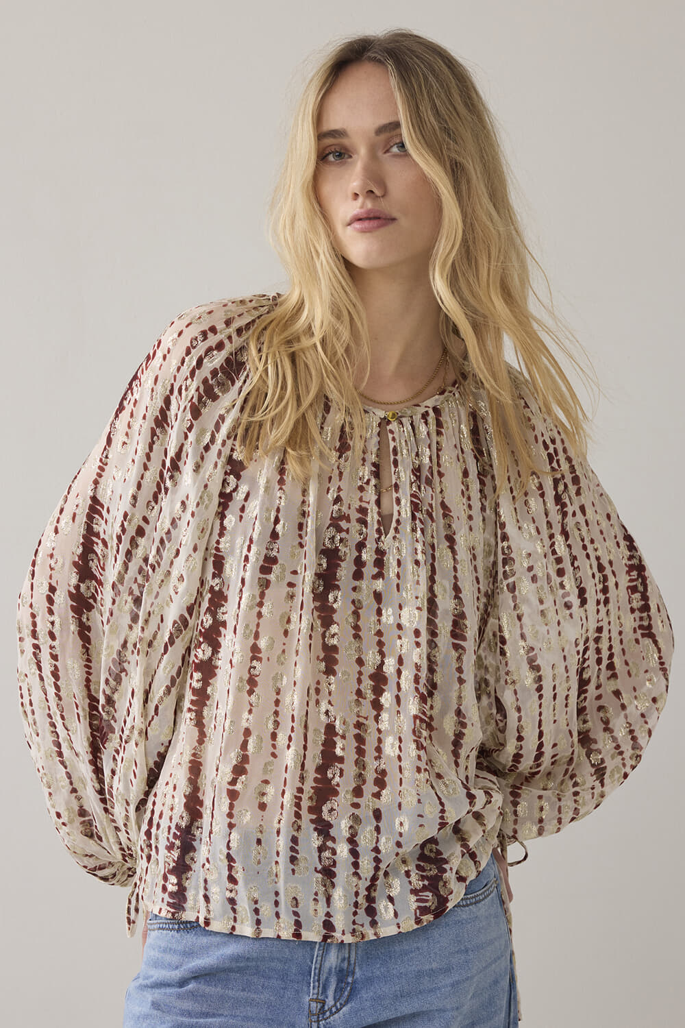 Summum Top Georgette Tiedye  Beige