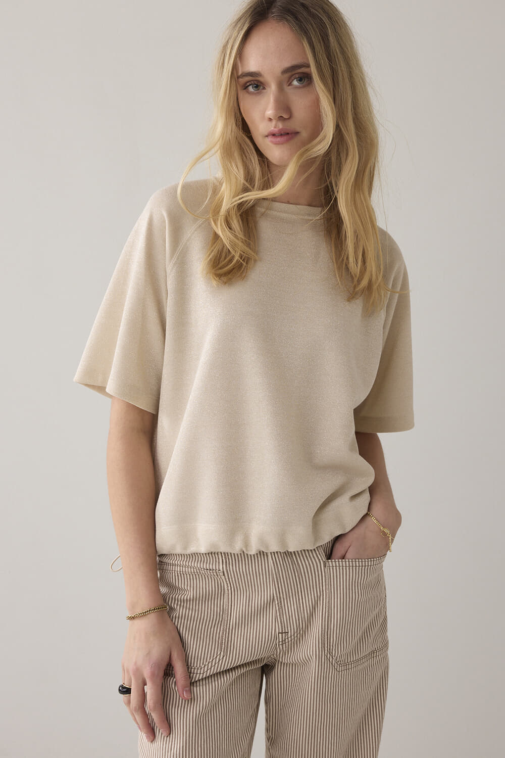 Summum Top Sparkle Boxy Beige