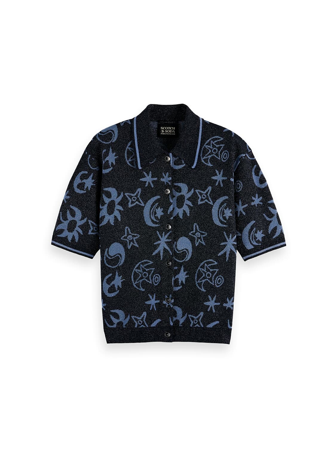 Scotch & Soda Polo Jacquard Blauw