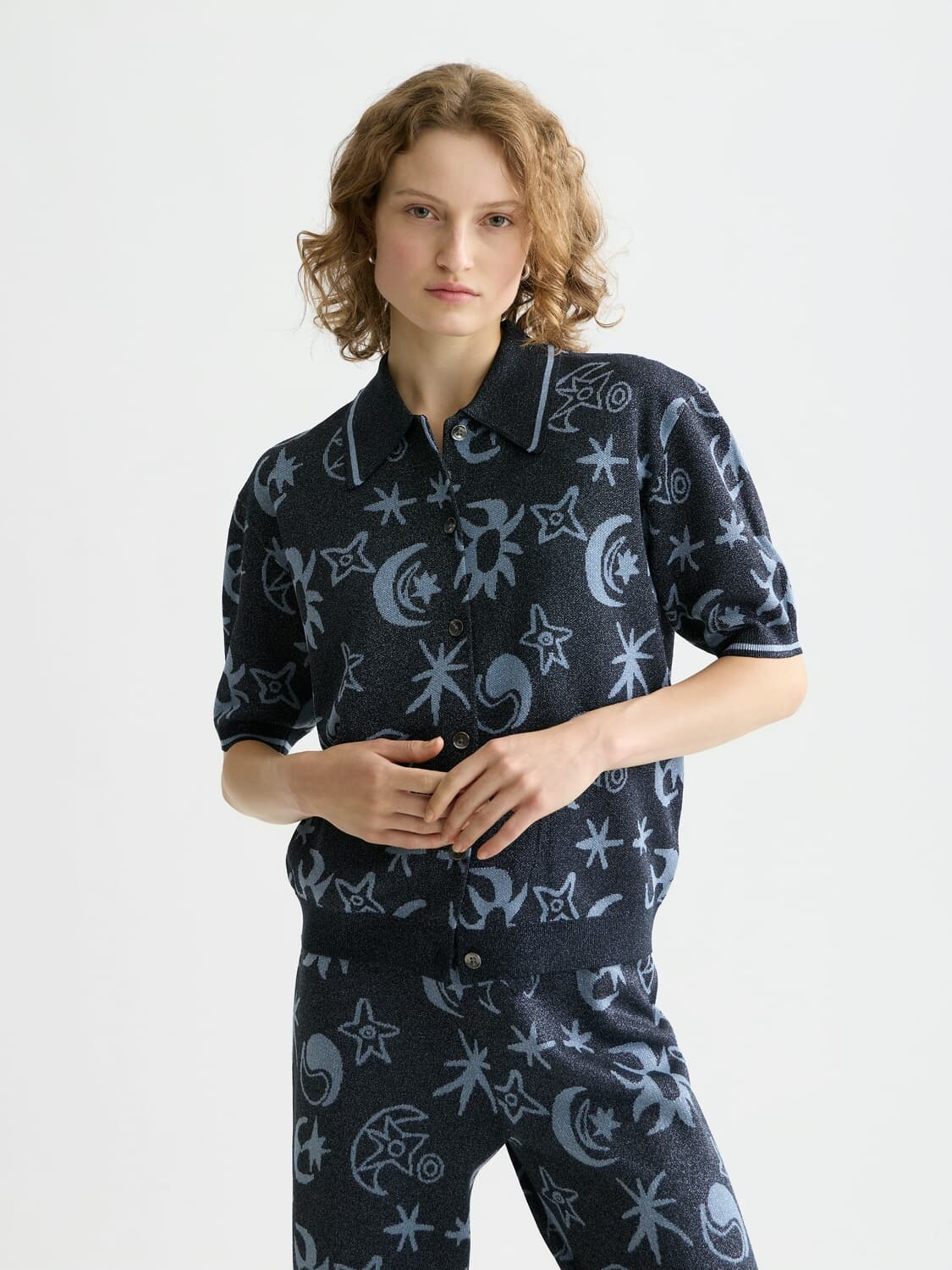 Scotch & Soda Polo Jacquard Blauw