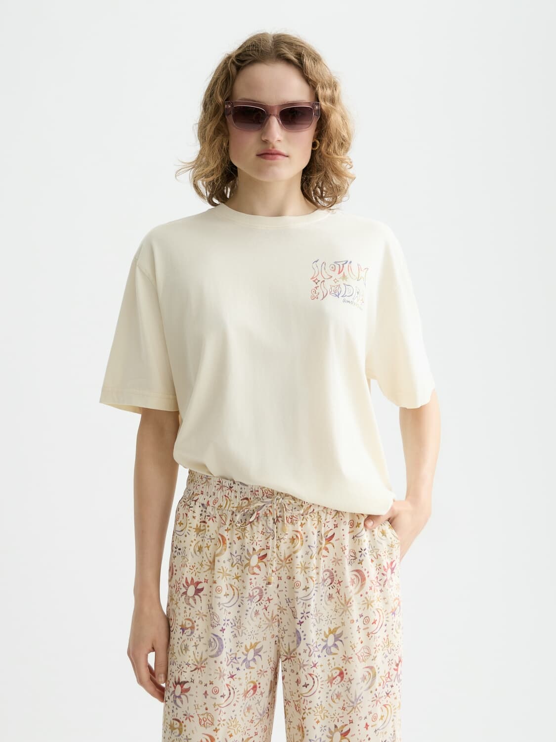 Scotch & Soda T-shirt Washed artwork loose Crème