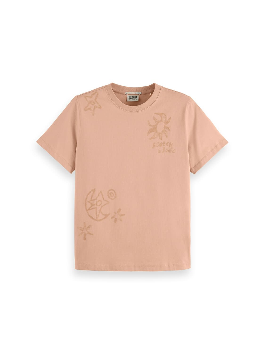 Scotch & Soda T-shirt with flock print Regular fit  Roze