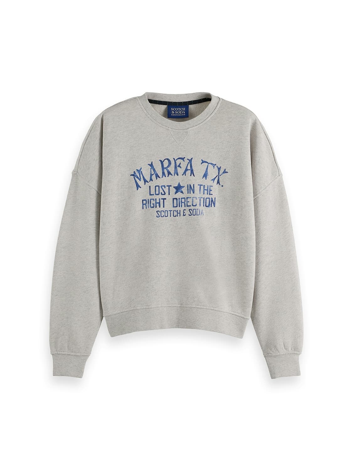 Scotch & Soda Sweater Denim graphic oversized fit Grijs