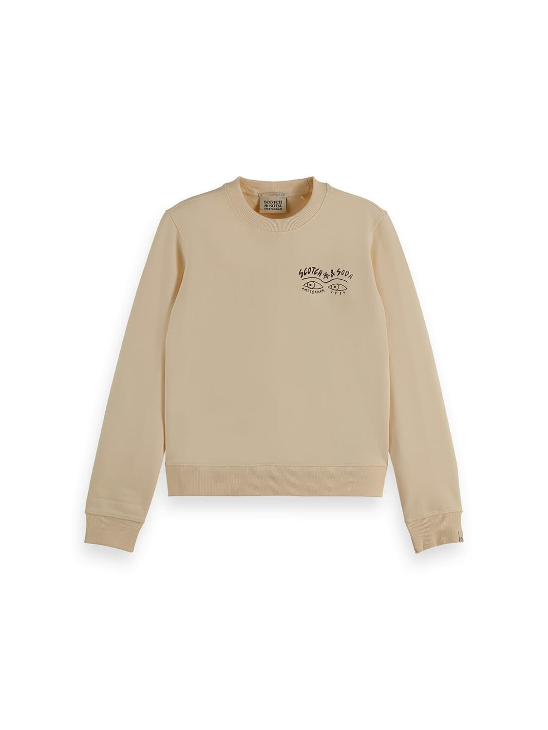 Scotch & Soda Sweater Small artwork regular fit Crème