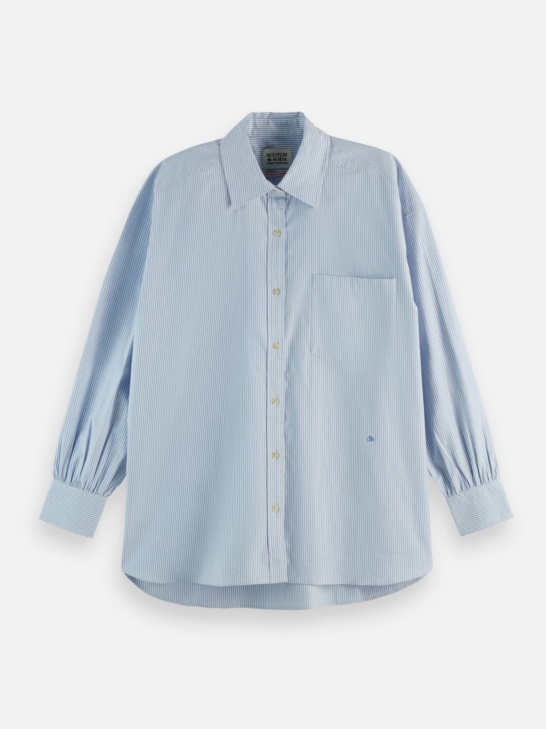 Scotch & Soda Blouse Girlfriend oxford stripes Blauw