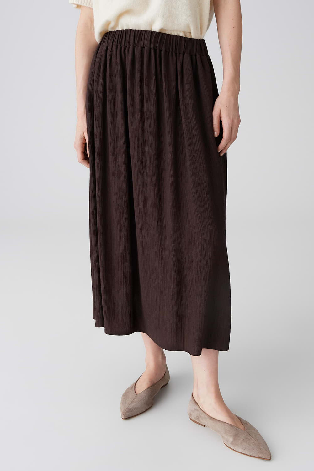 Opus Rok Romie A-lijn Midi Bruin