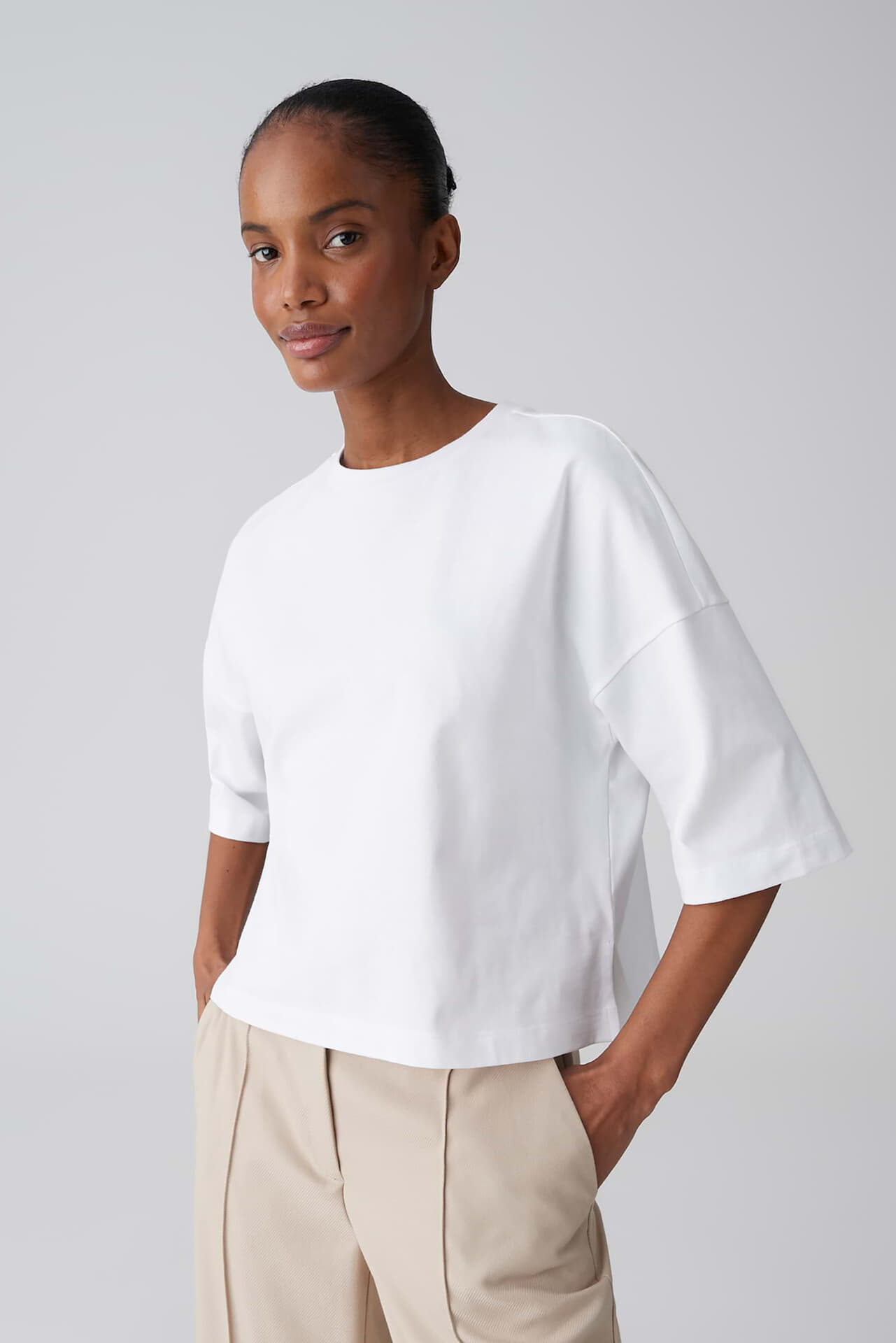 Opus T-shirt Sarenzi Boxy Wit