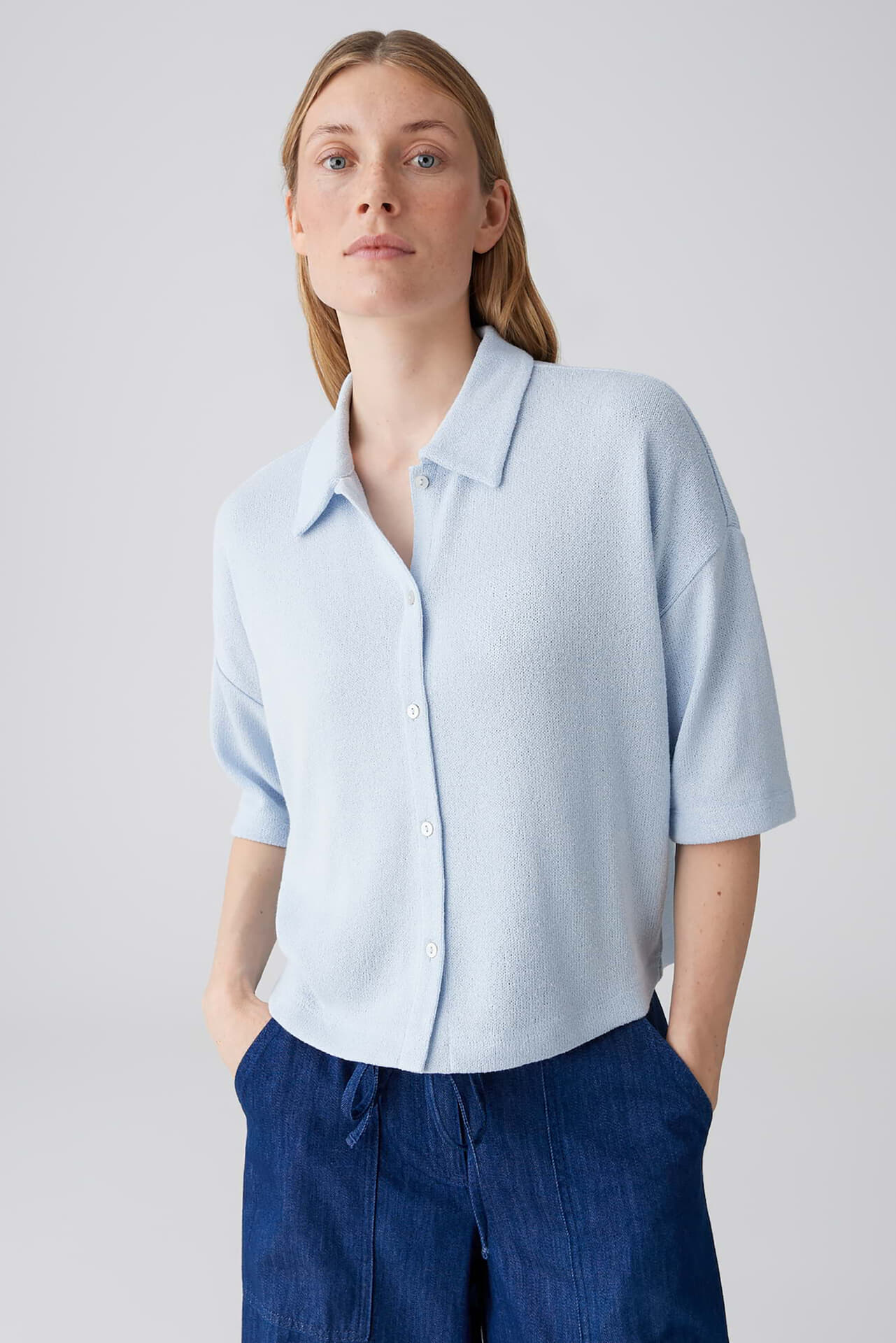 Opus Blouse Sitrica in een fijn gebreide look Grijs