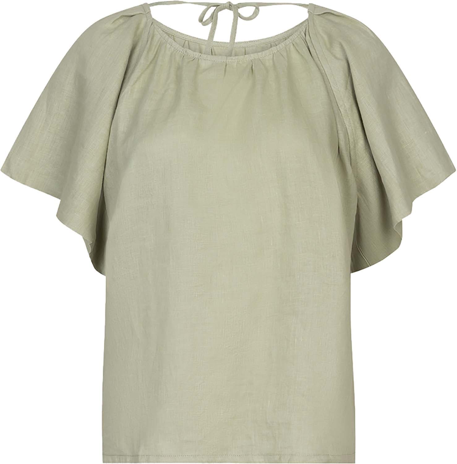 Esqualo Blouse back detail linnen Groen