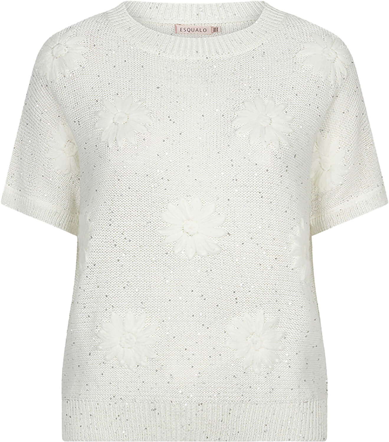Esqualo Sweater embroidery flowers Wit