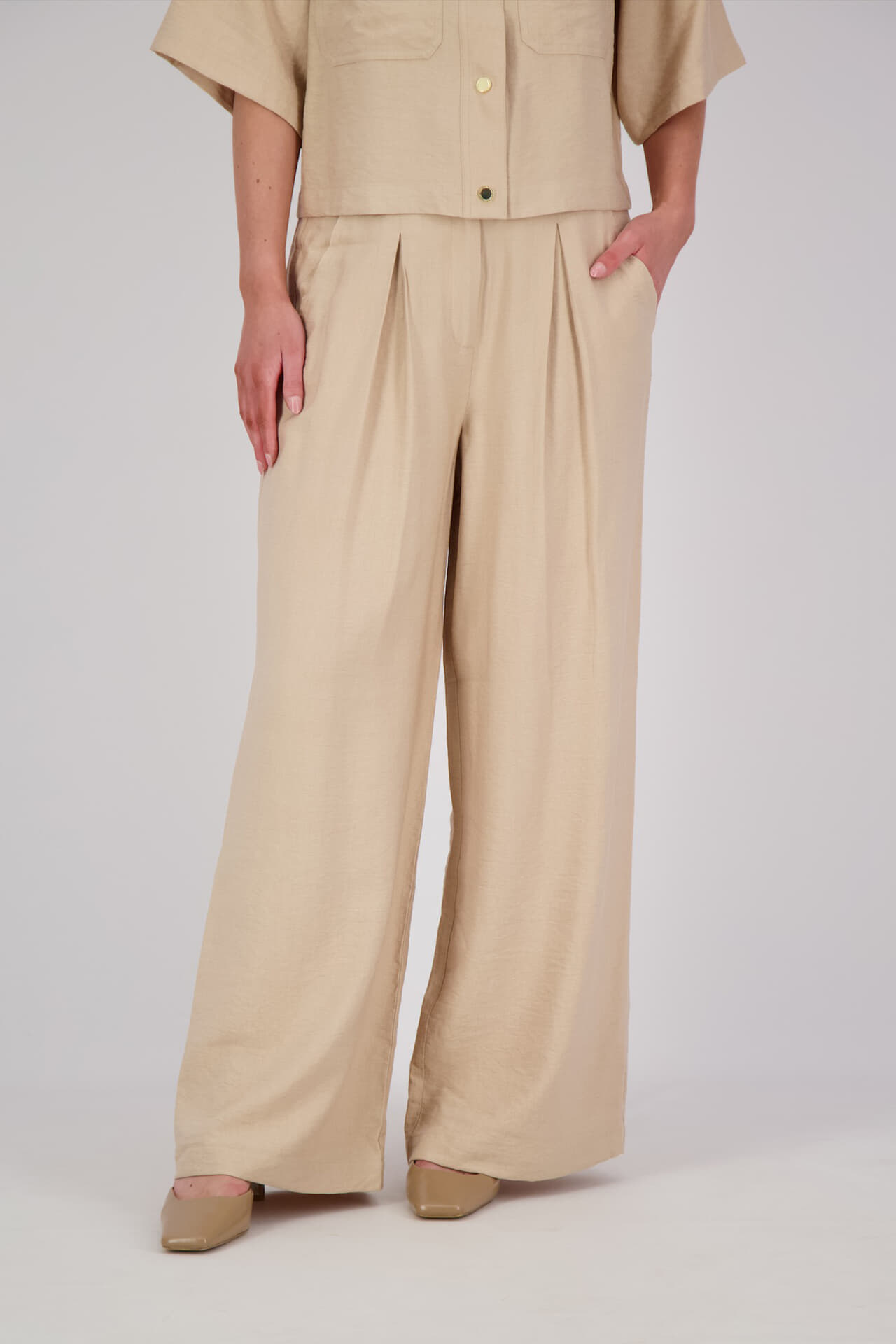 Aaiko Pantalon Lotty Fringed Ray Beige