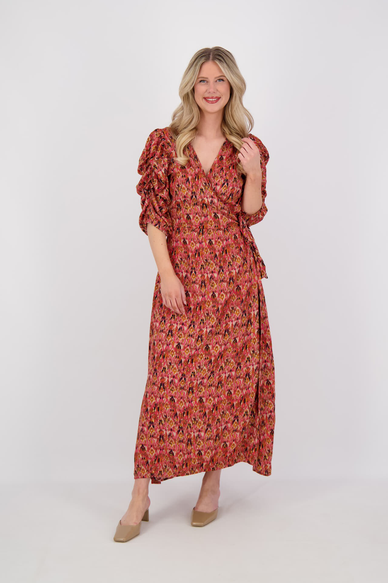 Aaiko Jurk Pida Ikat Bordeaux Rood