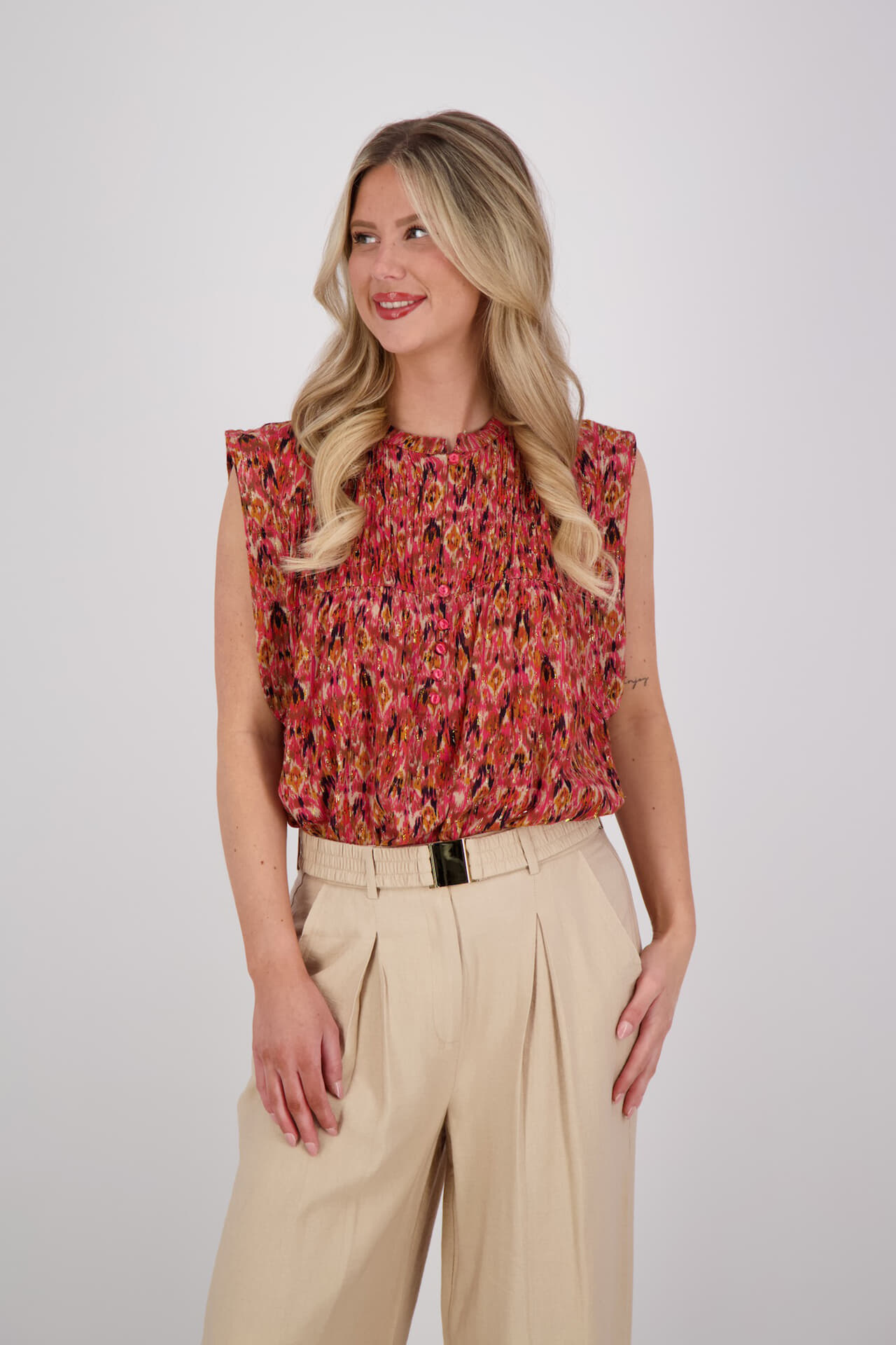 Aaiko Top Sandra Ikat Bordeaux Rood