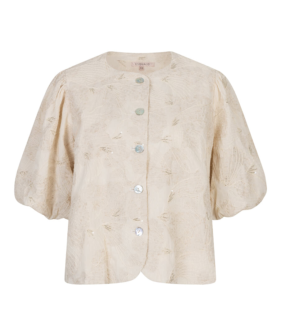 Esqualo Top balloon 3D shell print Kaki