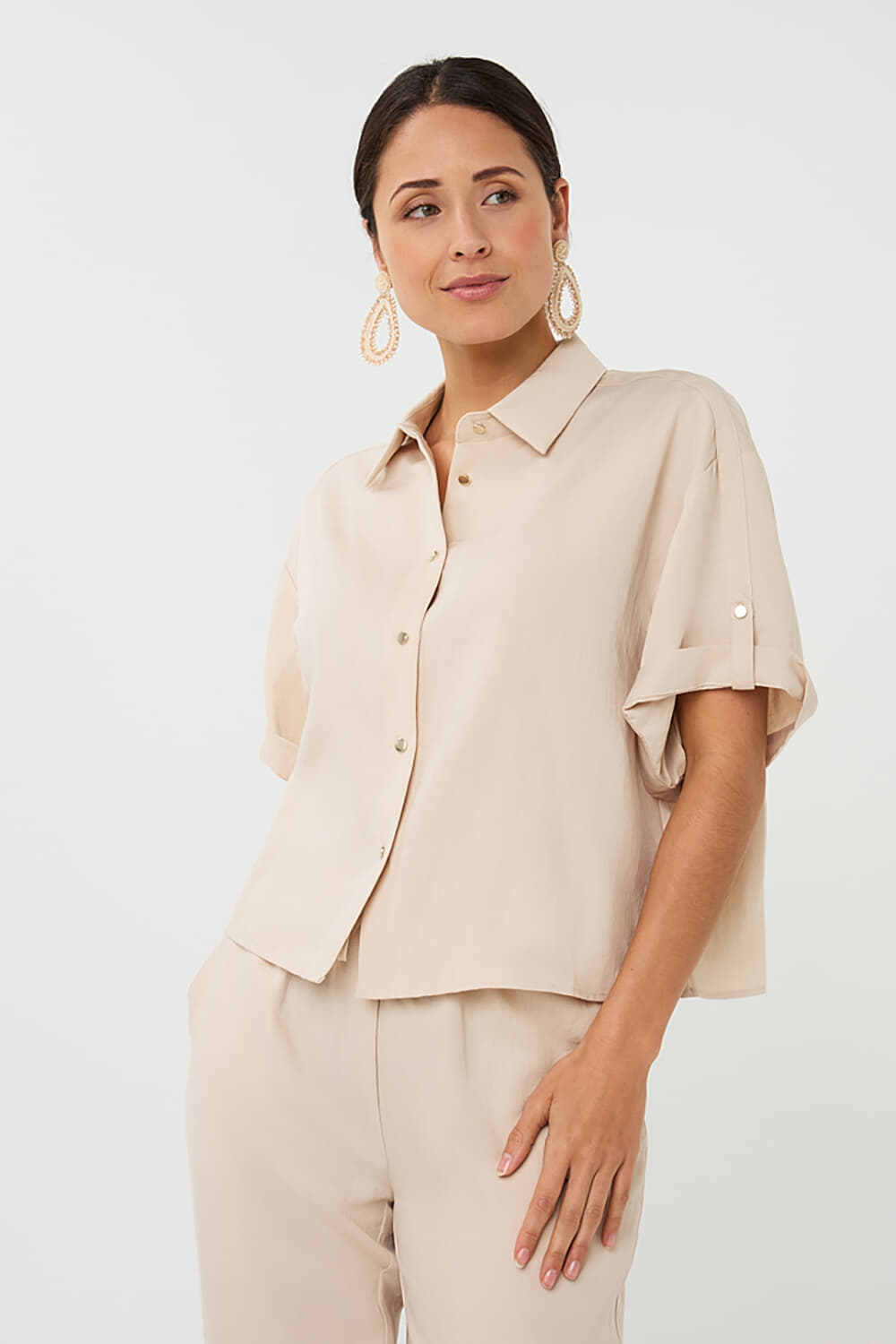 Esqualo Blouse fine crinkle Kaki