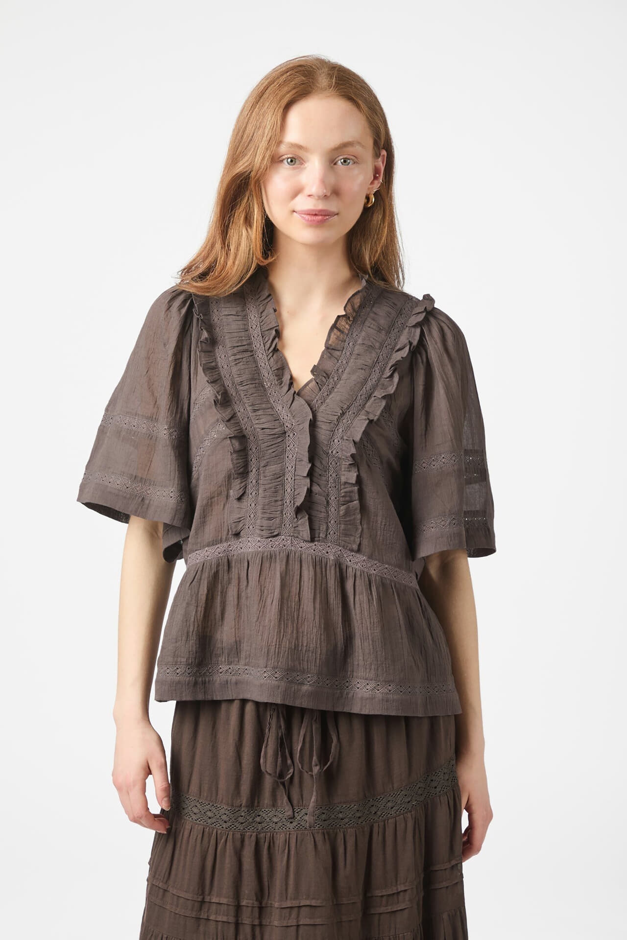 Neo Noir Blouse Evienne s voile Bruin