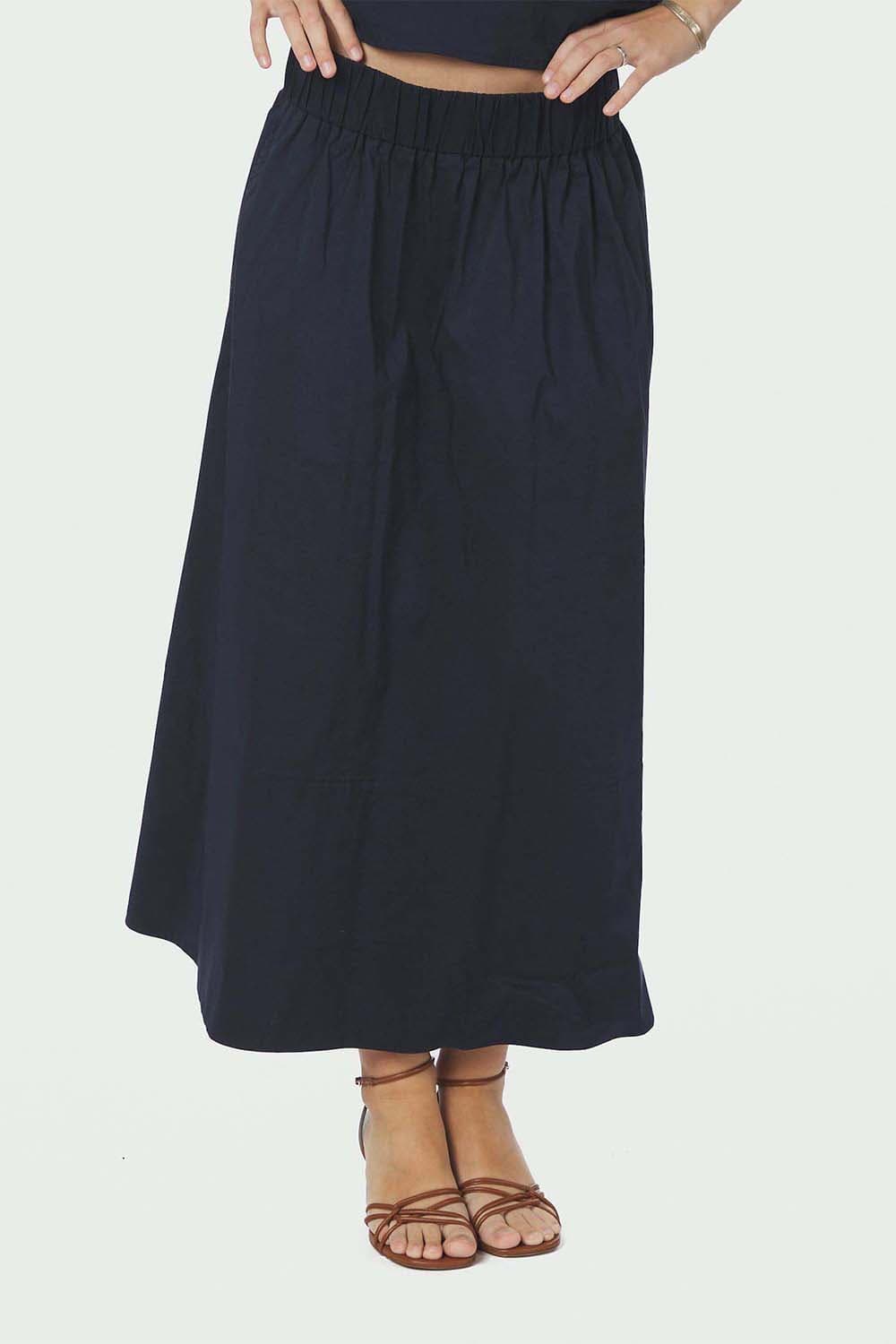 Neo Noir Rok Yara Poplin Navy