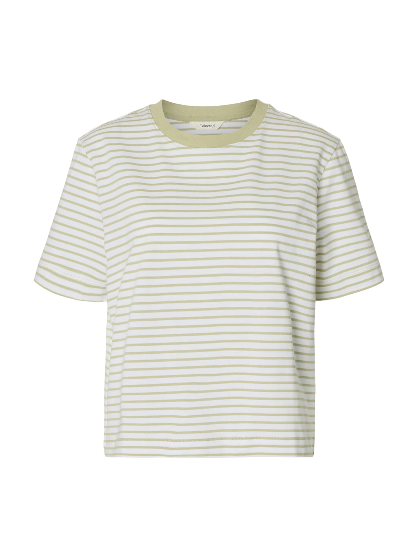 Selected Femme T-shirt Essential Striped Boxy Groen