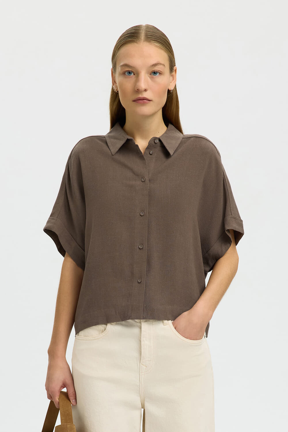 Selected Femme Blouse Viva Cropped Sun Bruin
