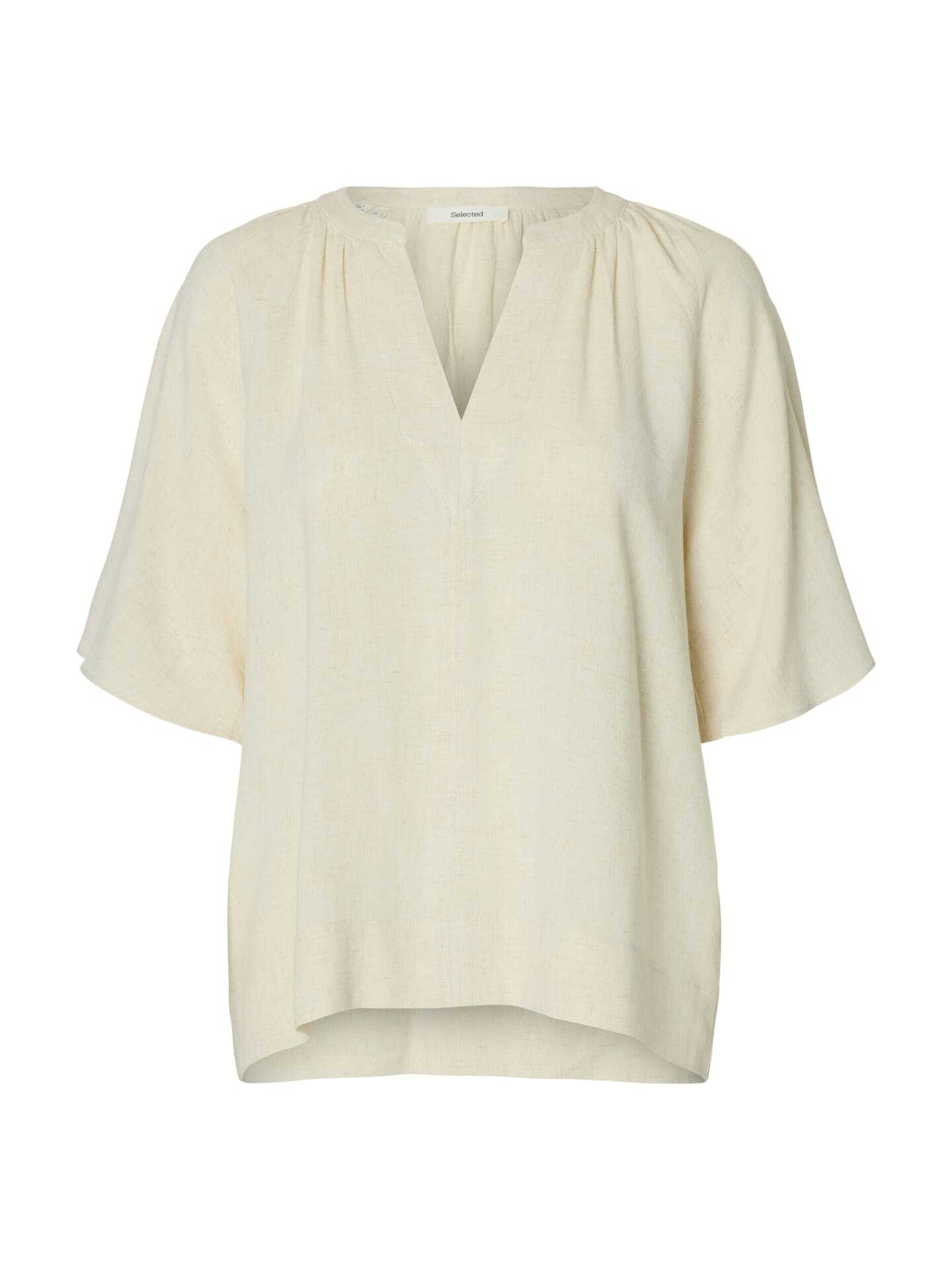 Selected Femme Blouse Viva V-neck Linnen Blend Beige