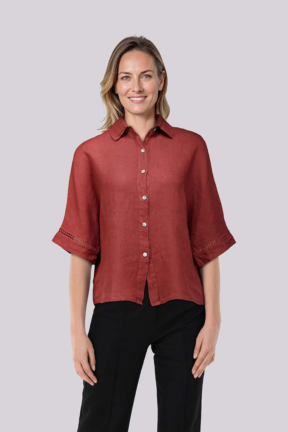 In Shape Blouse Femme Solid  Bordeaux Rood