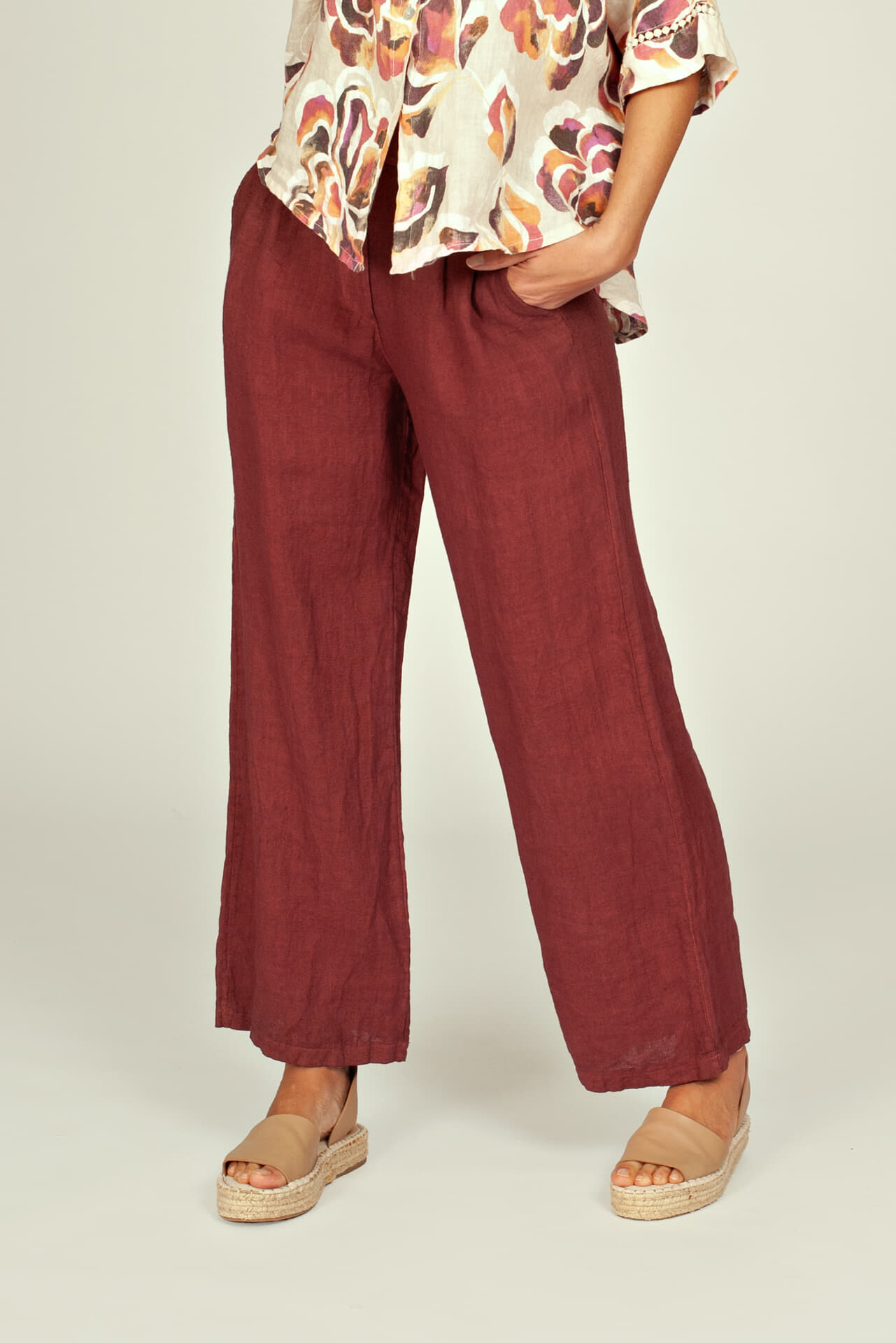 In Shape Broek Liva Solid  Bordeaux Rood