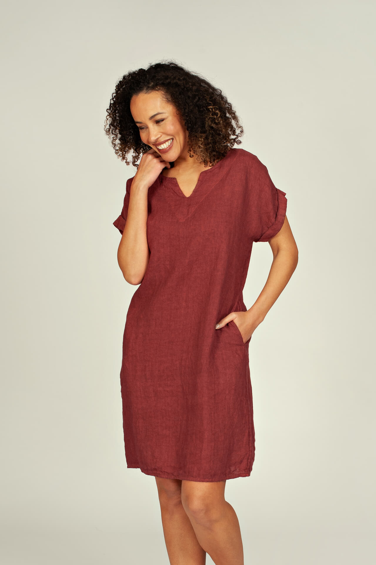 In Shape Jurk Fee  Bordeaux Rood