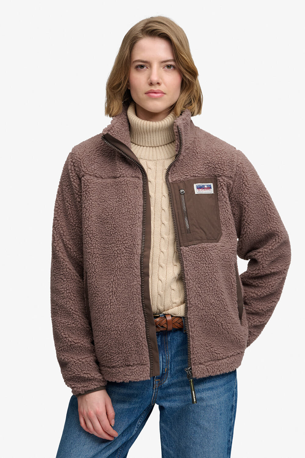 Superdry & Co Fleece Jack Herritage Taupe