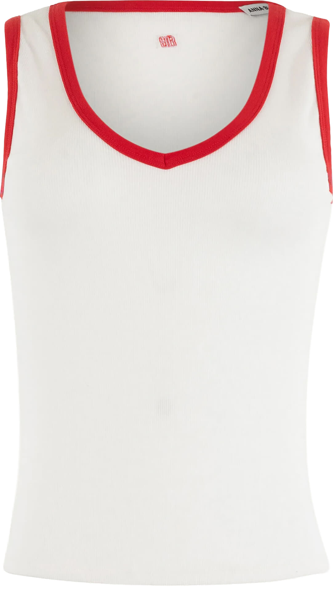 Anna Blue Top Ribby Wit