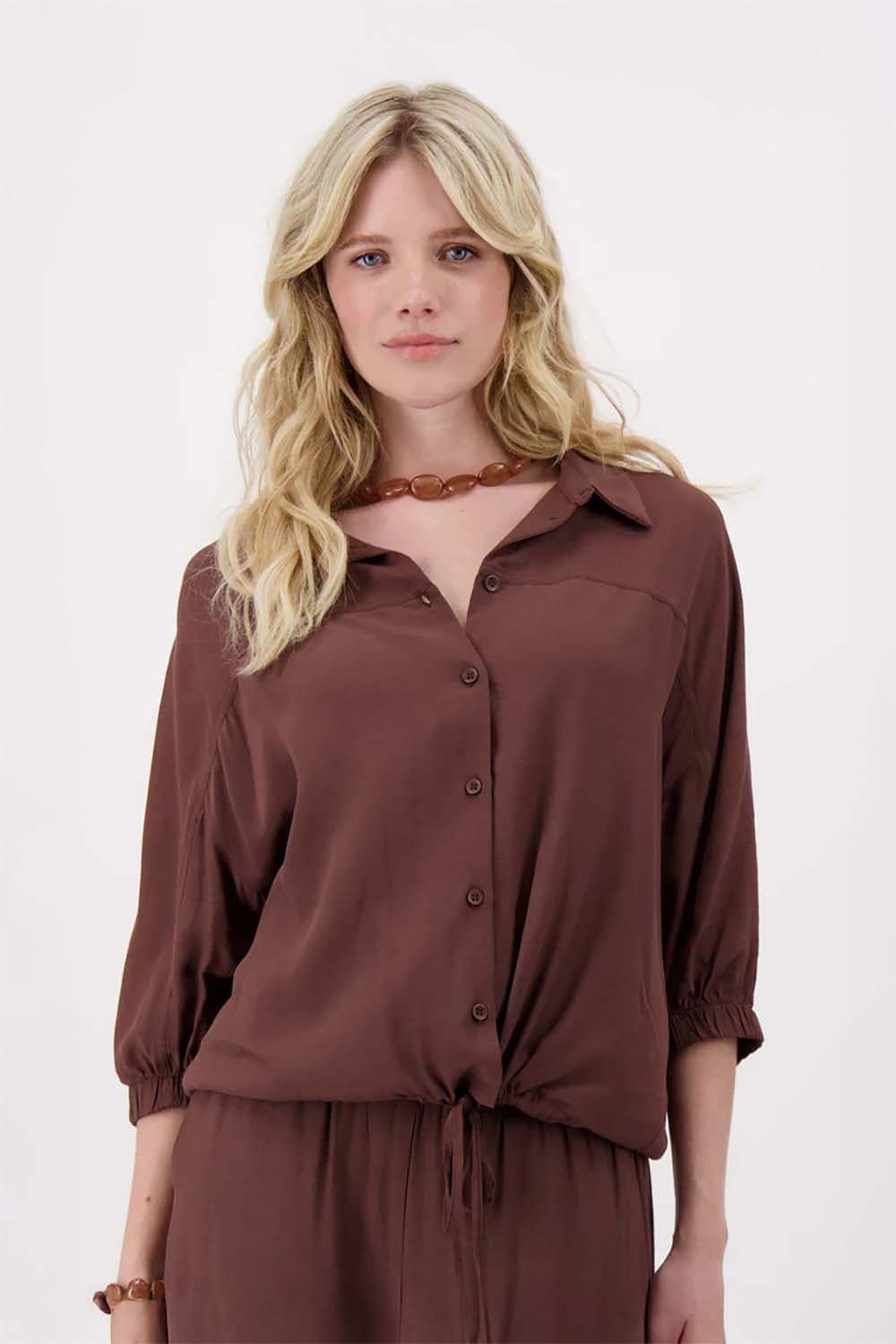 Zusss Blouse Krep Bruin