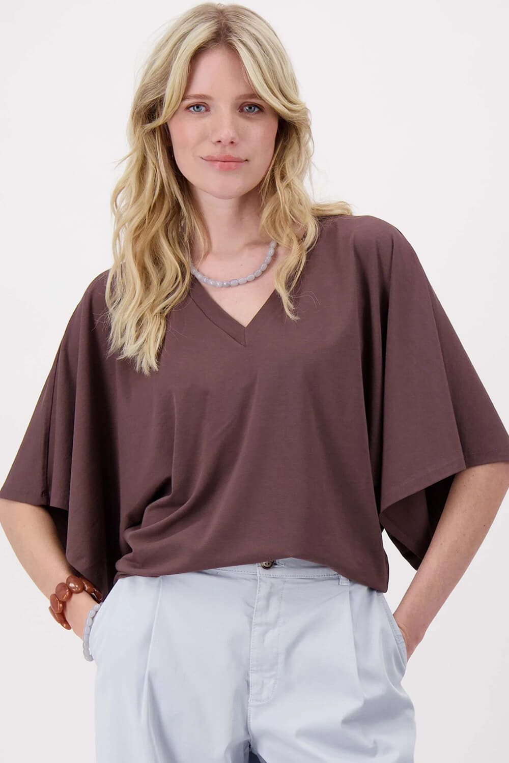 Zusss Top V hals Bruin