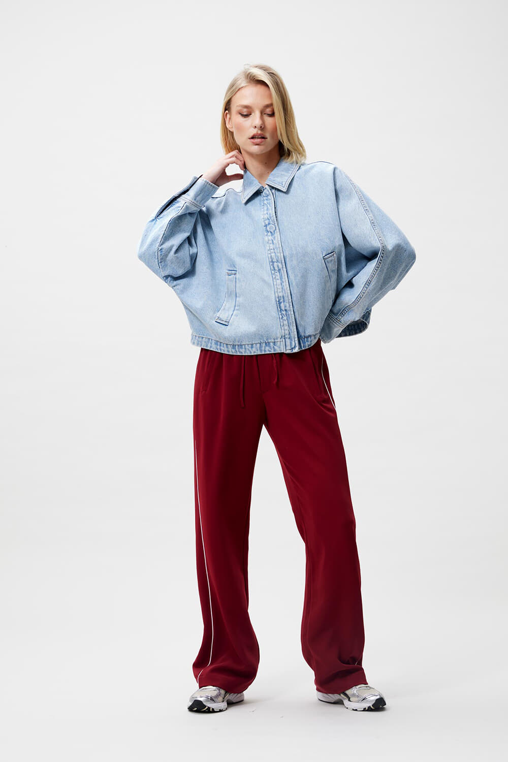 Catwalk Junkie Pantalon with piping Bordeaux Rood