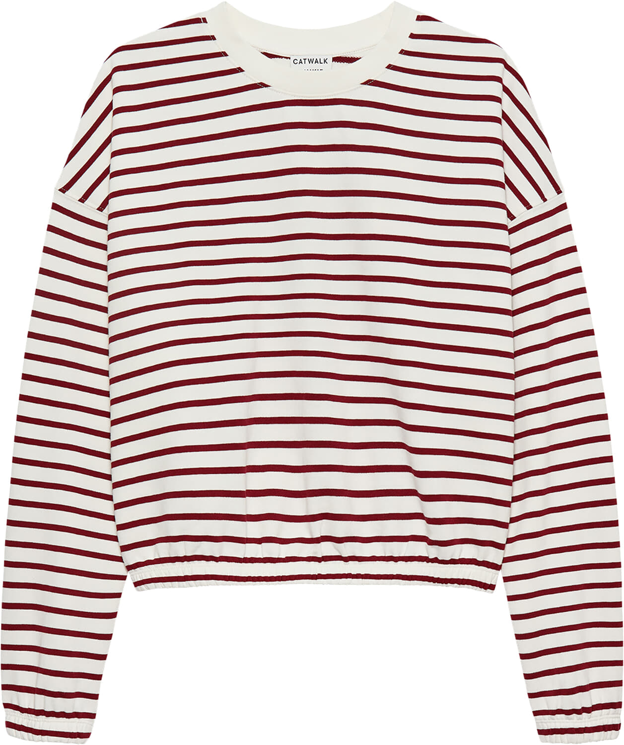 Catwalk Junkie Sweater Striped with elastic hems Bordeaux Rood